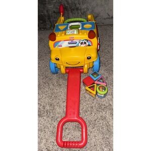Fisher‎ Price Sort & Roll School Bus Wagon w/Sound & Lights & 5 Peek-a-Blocks